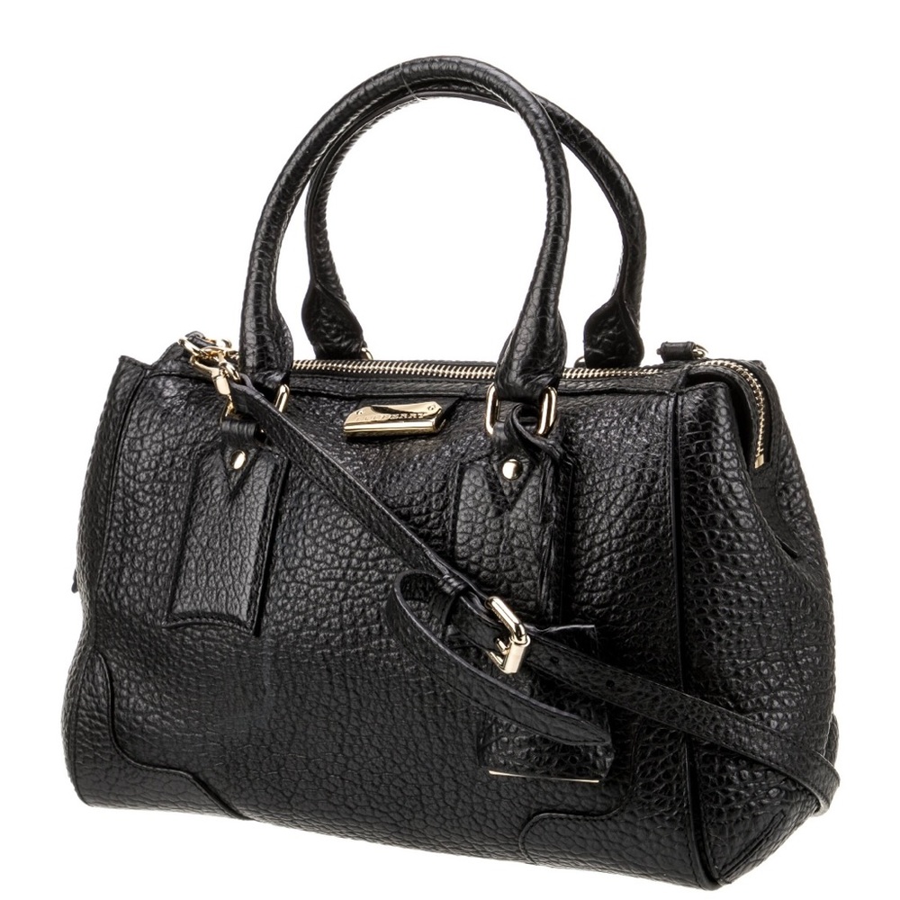 Burberry, grained black leather,top handle bag (authentic) (pre-owned) Designer
